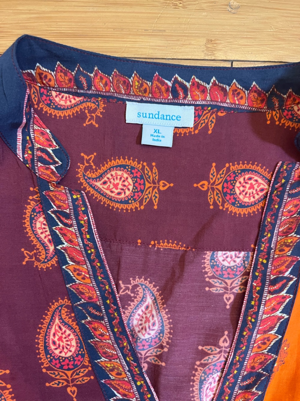 Sundance Bondi Beauty Rich Two-Tone Orange & Burgundy Paisley Maxi Dress - Picture 3 of 15
